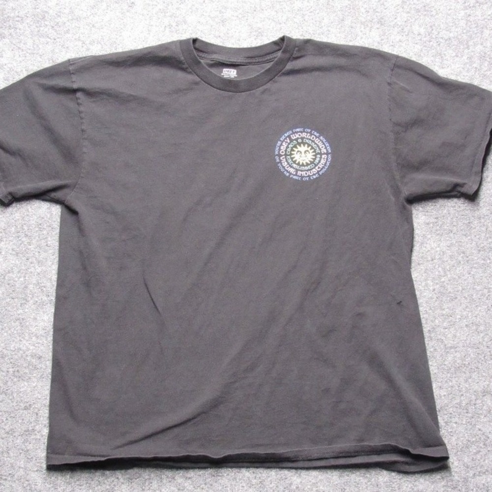 Obey Worldwide Chaos & Dissent Graphic T-Shirt Mens XL Black Sun Logo Streetwear